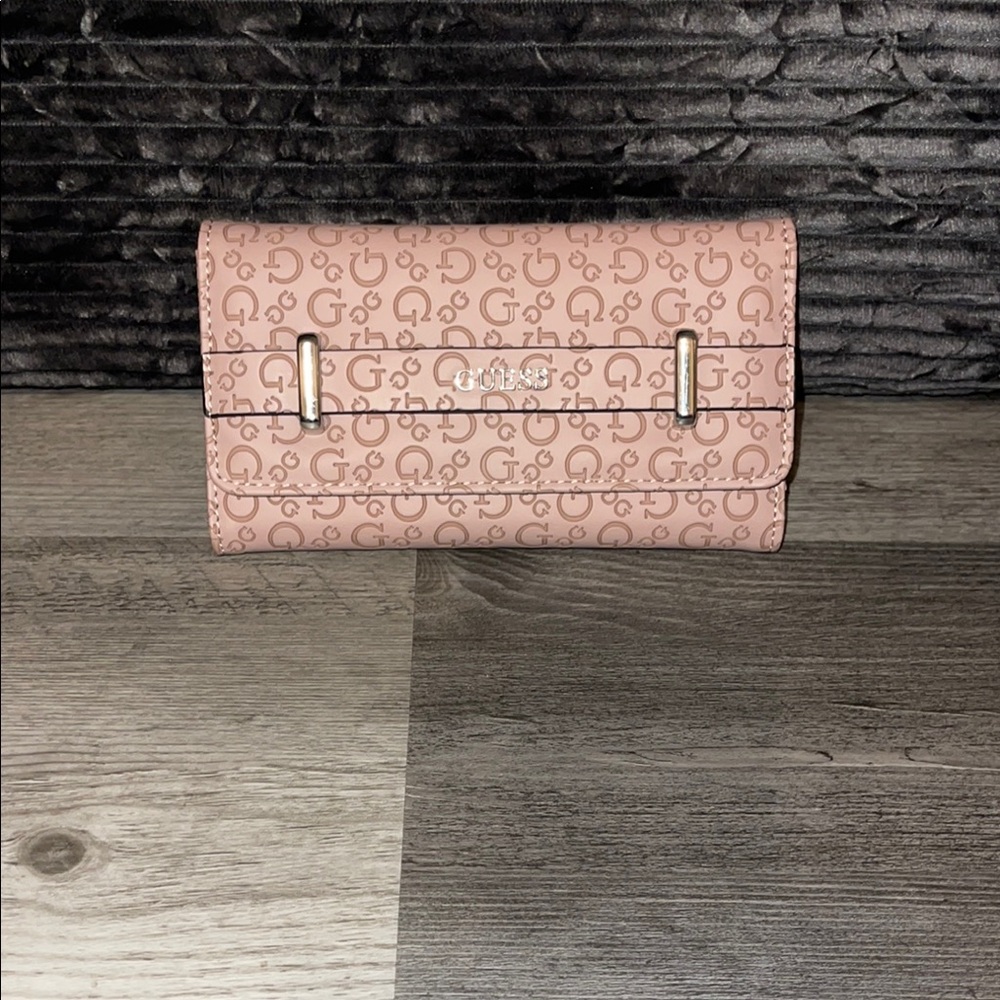 Guess Pink Logo Clutch